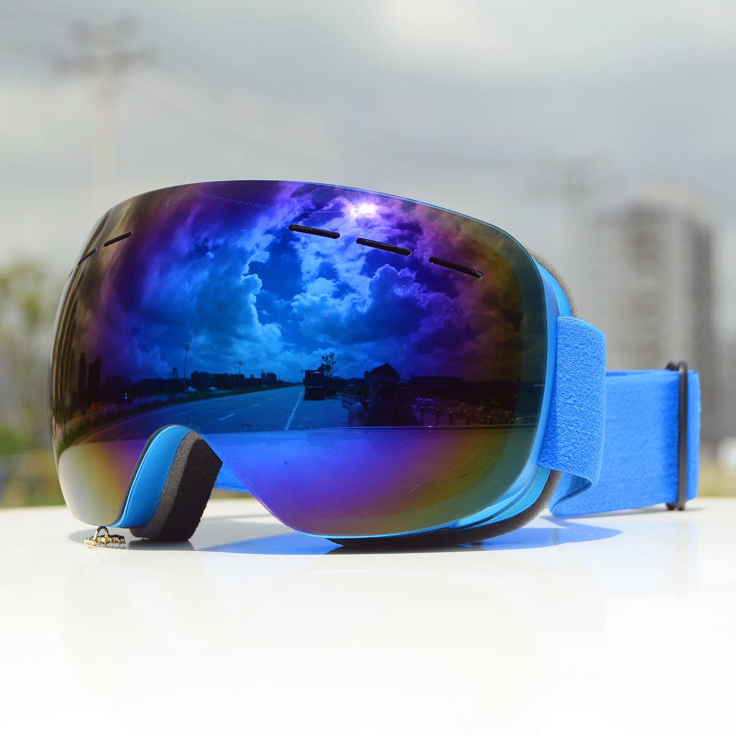 Lunettes de ski JSJM à double couche anti-buée, UV400, lunettes de motoneige pour adulte, unisexes, pour sports d’hiver : ski, snowboard et activités en extérieur.