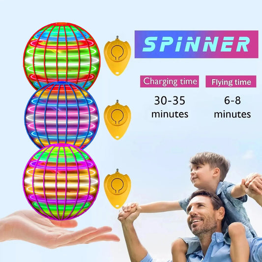 Balle Volante Spinner Boomerang Flyorb Magique avec Lumières LED – Drone Volant, Balle Hover, Jouet Anti-Stress, Cadeau pour Enfants