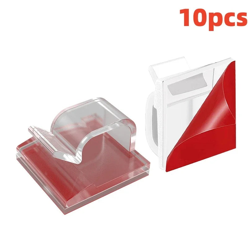Lot de 10/50 clips de gestion de câbles – Guide et organiseur de fils – Fixations de protection pour câbles – Attaches de rangement pour cordons – Clips enrouleurs pour la maison