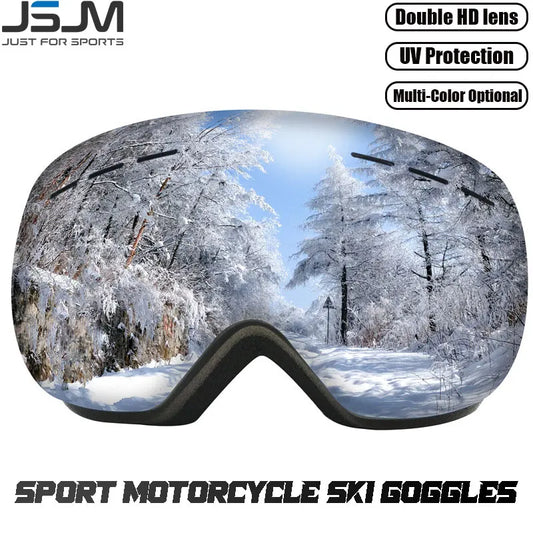 Lunettes de ski JSJM à double couche anti-buée, UV400, lunettes de motoneige pour adulte, unisexes, pour sports d’hiver : ski, snowboard et activités en extérieur.