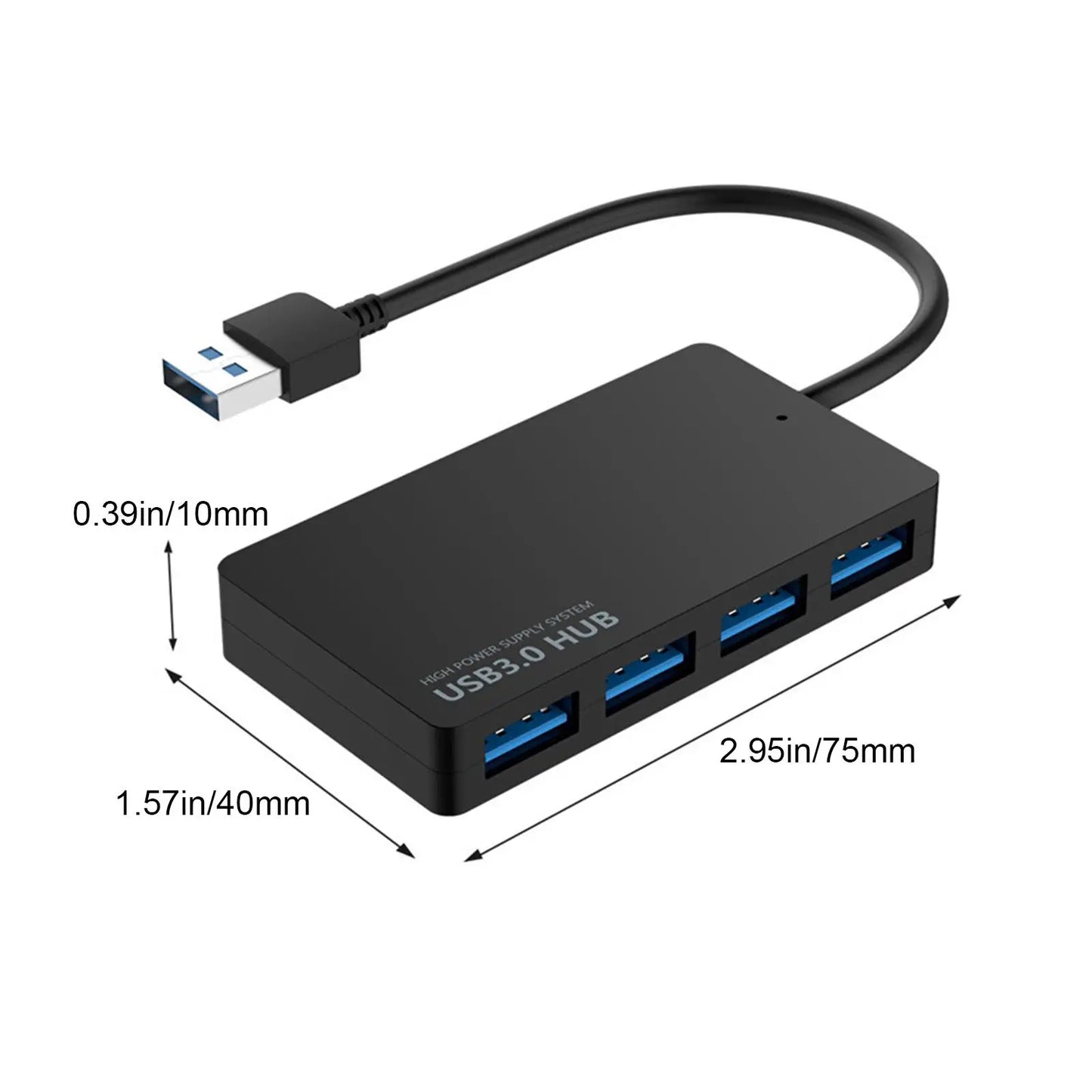 Hub USB à 4 ports – Répartiteur USB 3.0/2.0 pour PC | Extenseur USB avec adaptateur d’alimentation | Accessoire pour ordinateur Y6A4