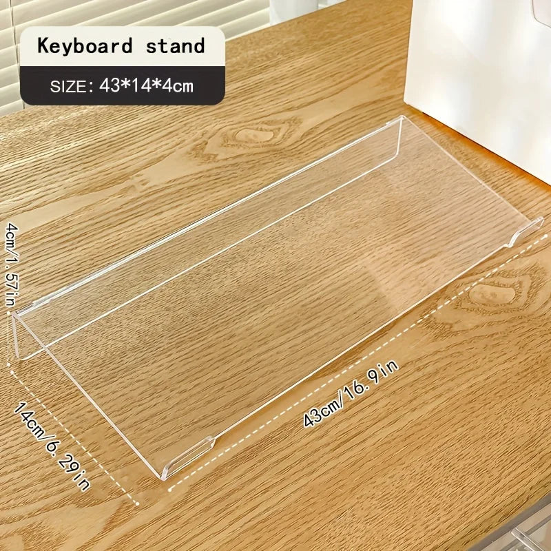 Support de clavier en acrylique transparent – Design ergonomique incliné avec base antidérapante | Plateau réglable en hauteur en PMMA pour la maison ou le bureau