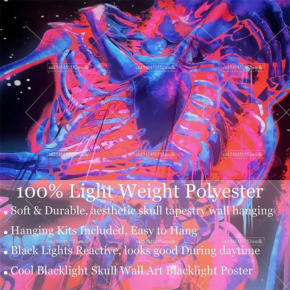 Tapisserie champignons lumière noire