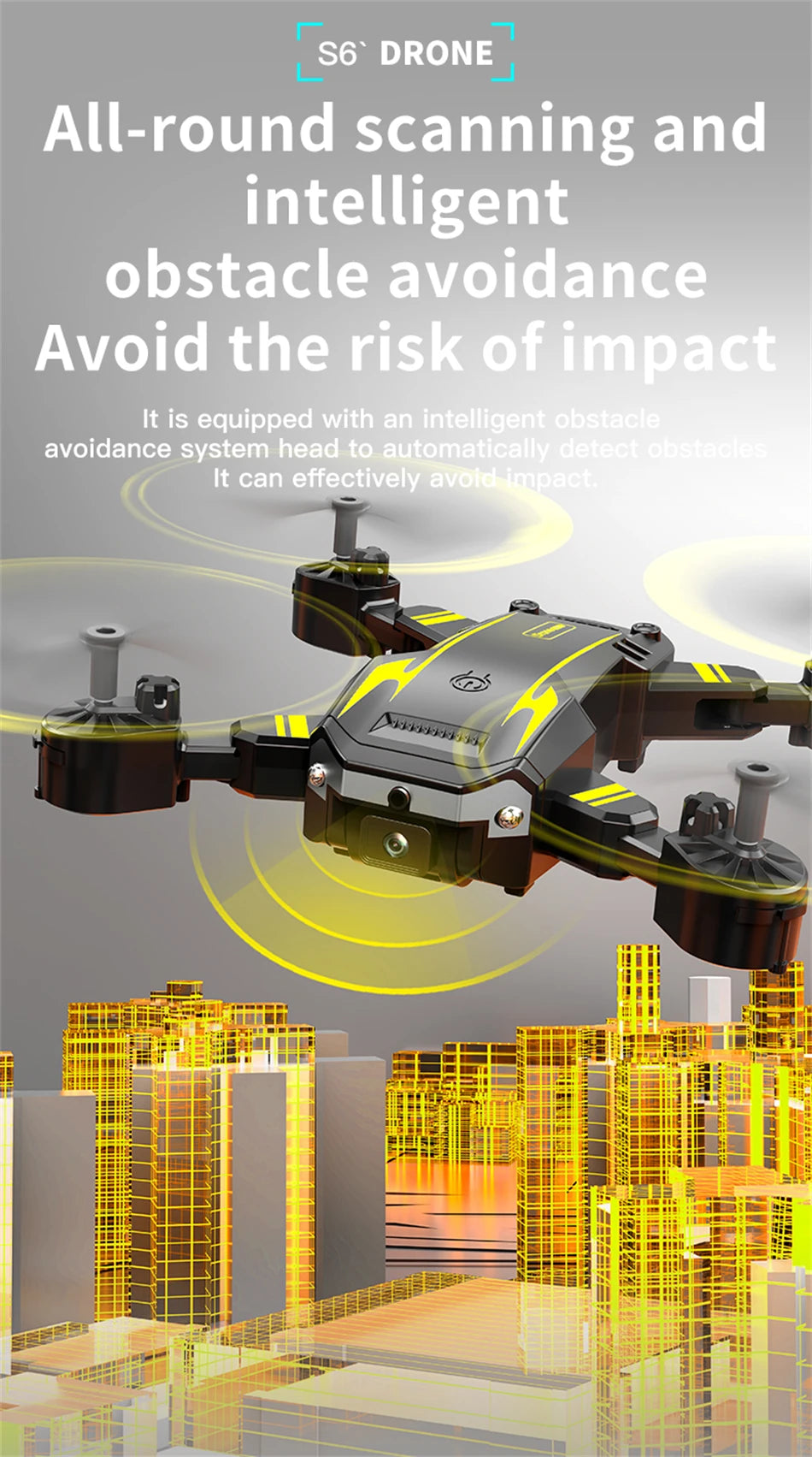 Drone S6 8K/4K HD avec écran et évitement d’obstacles