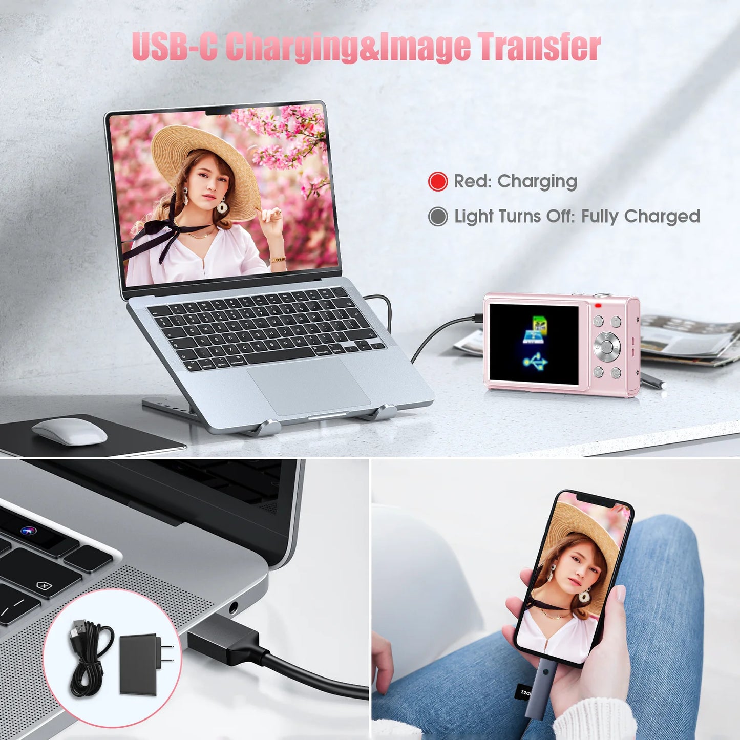 Caméra numérique 4K avec autofocus, caméra de vlogging HD 48 MP, dotée d’un grand écran de 2,8 pouces, caméscope pour la photographie, adaptée aux enfants et aux adultes.