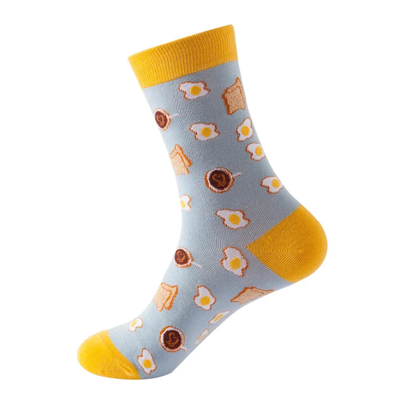 Chaussettes mode fruit pour homme — idéal en duo/couple, style hip-hop, mi-mollet, unisexe pour femme ou homme, imprimés cartoon, coton respirant, style décontracté