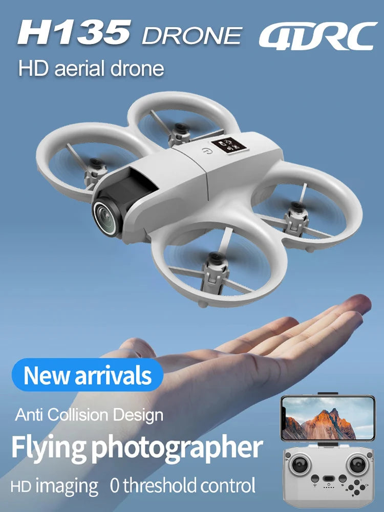 Mini Drone H135 4K Wi-Fi FPV pliable avec lumières colorées