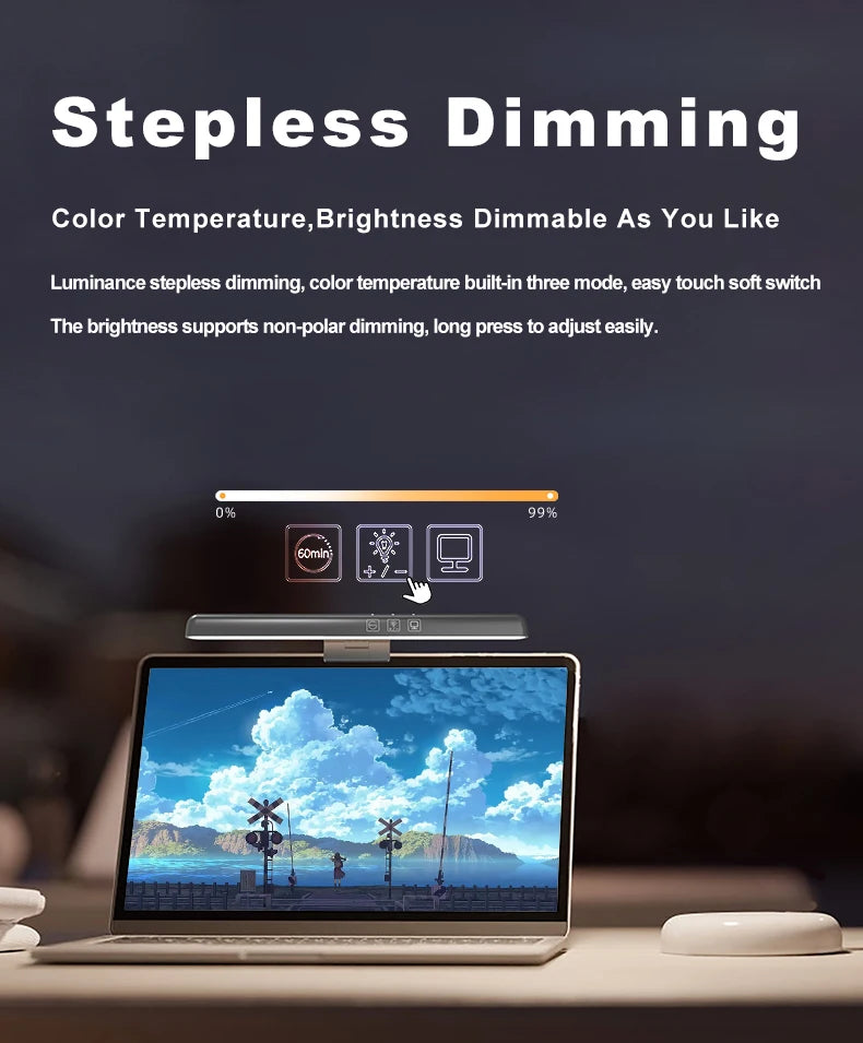 Barre lumineuse LED pour écran d’ordinateur, pour étude/lecture/travail, lampe suspendue pour écran avec intensité réglable, lampe de nuit et lampe de protection des yeux