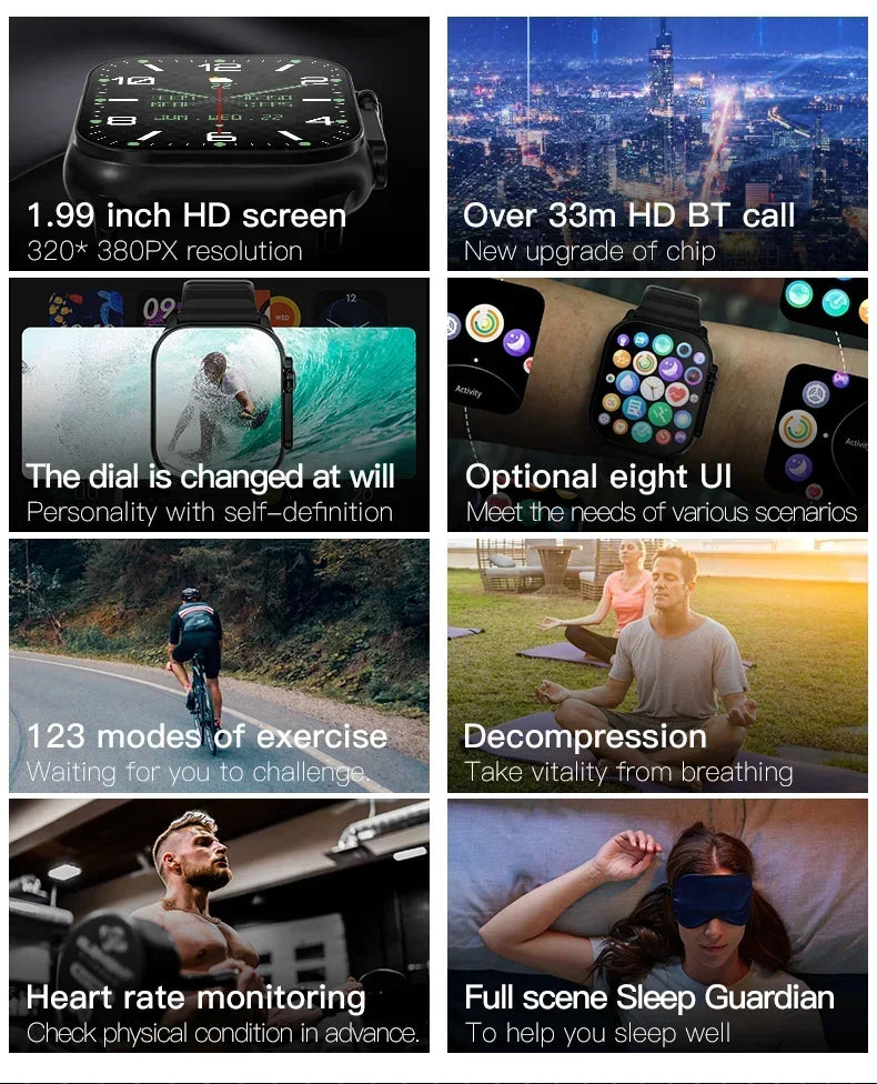 Nouvelle Montre Connectée Homme 49 mm Série 8 Écran AMOLED 2,3″ NFC Boussole Étanche Pour Apple Watch IWO Ultra 8 Montres Intelligentes 2025 Android