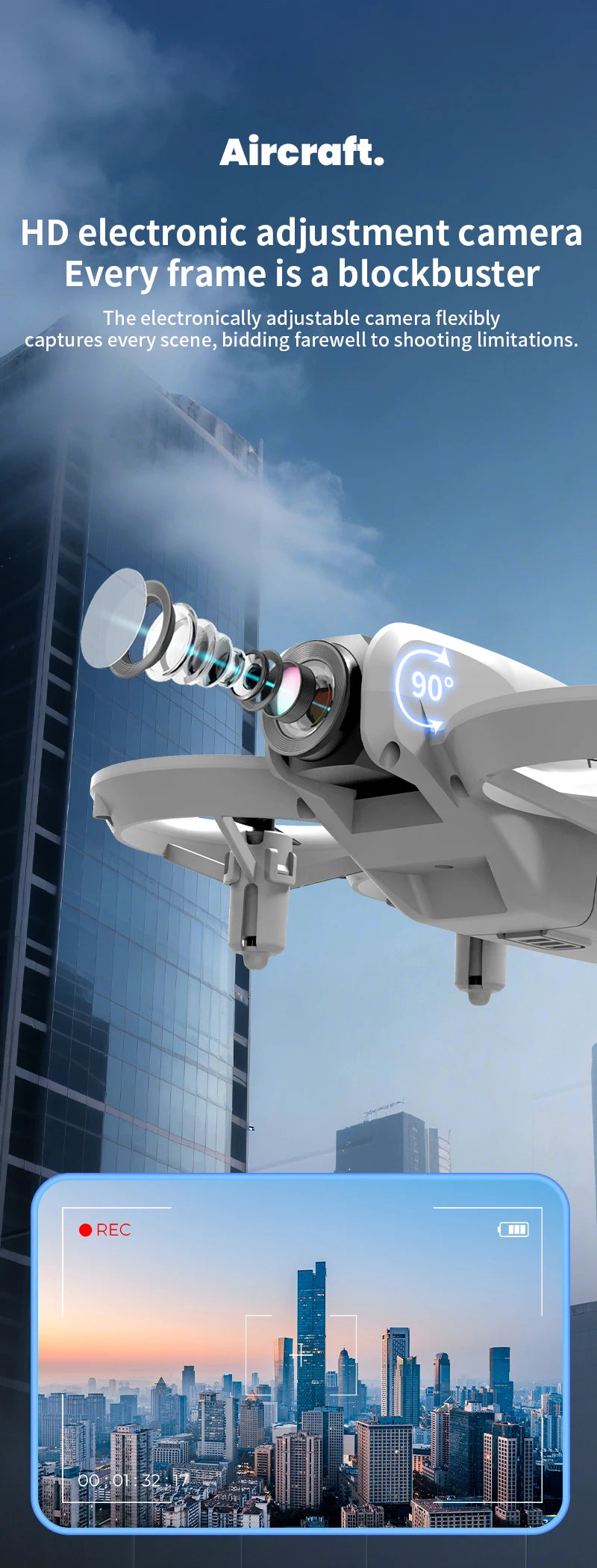 Mini Drone H135 4K Wi-Fi FPV pliable avec lumières colorées