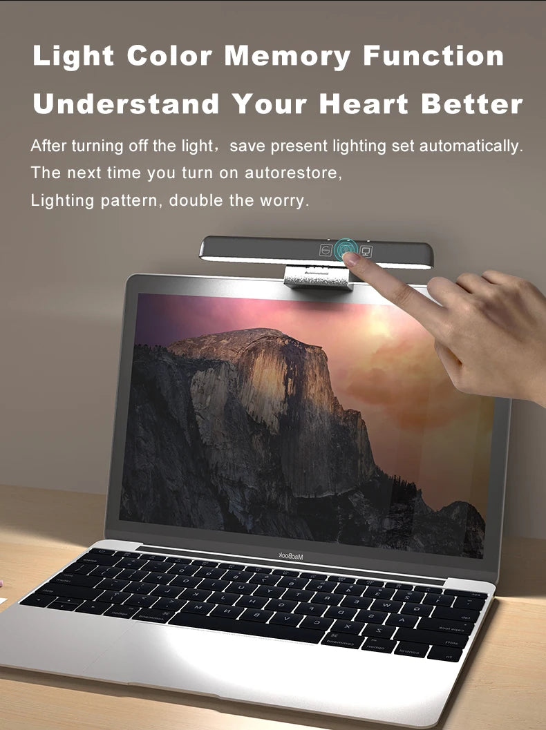 Barre lumineuse LED pour écran d’ordinateur, lampe de bureau USB RGB pour étude et lecture, lampe à luminosité réglable en continu, minuterie, 50 cm / 33 cm