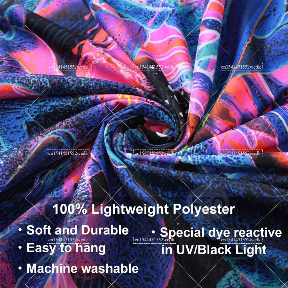 Tapisserie champignons lumière noire