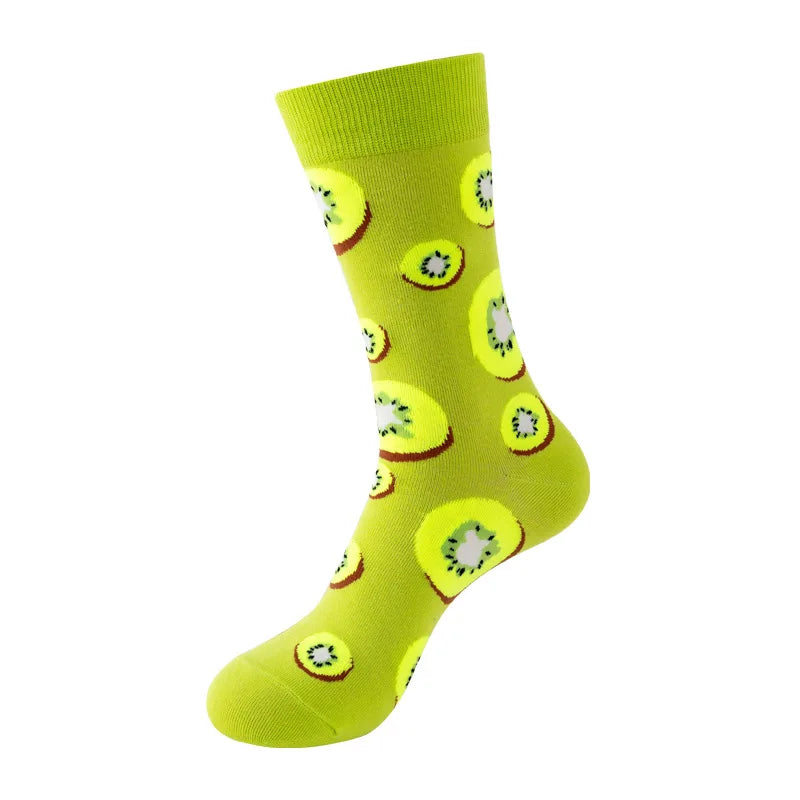 Chaussettes mode fruit pour homme — idéal en duo/couple, style hip-hop, mi-mollet, unisexe pour femme ou homme, imprimés cartoon, coton respirant, style décontracté