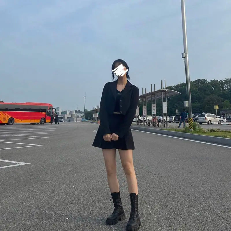 Nouvelles Bottes Mi-Mollet Femme Automne Hiver Mode Lacets Chelsea Zip Plateforme Talon Compensé Chaussures Sport