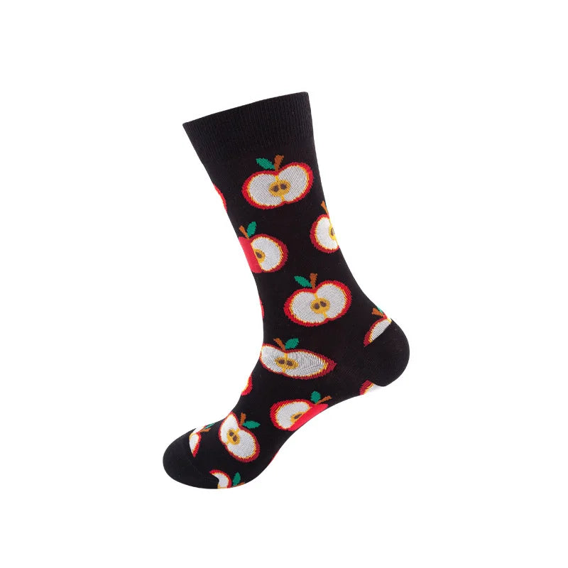 Chaussettes mode fruit pour homme — idéal en duo/couple, style hip-hop, mi-mollet, unisexe pour femme ou homme, imprimés cartoon, coton respirant, style décontracté