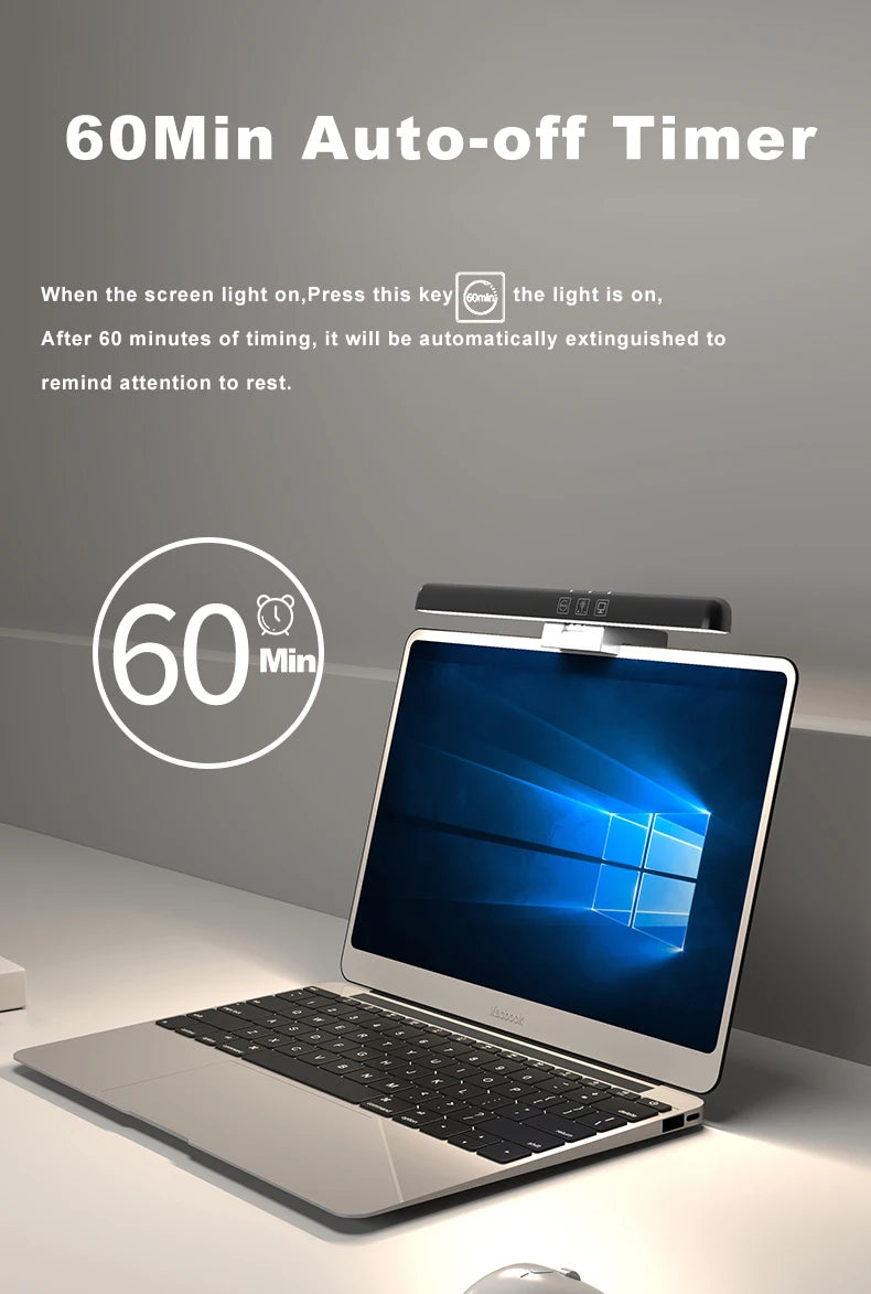 Barre lumineuse LED pour écran d’ordinateur, pour étude/lecture/travail, lampe suspendue pour écran avec intensité réglable, lampe de nuit et lampe de protection des yeux