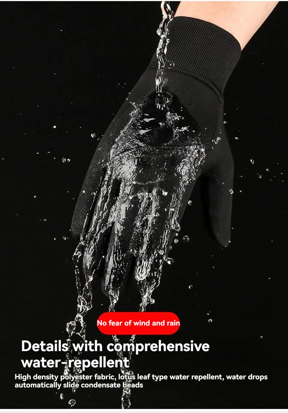 Gants Velours Tactiles Imperméables - Cyclisme, Moto & Sports d'Hiver