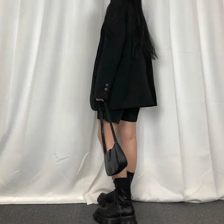 Nouvelles Bottes Mi-Mollet Femme Automne Hiver Mode Lacets Chelsea Zip Plateforme Talon Compensé Chaussures Sport