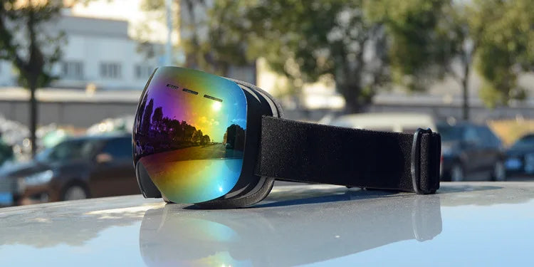 Lunettes de ski JSJM à double couche anti-buée, UV400, lunettes de motoneige pour adulte, unisexes, pour sports d’hiver : ski, snowboard et activités en extérieur.