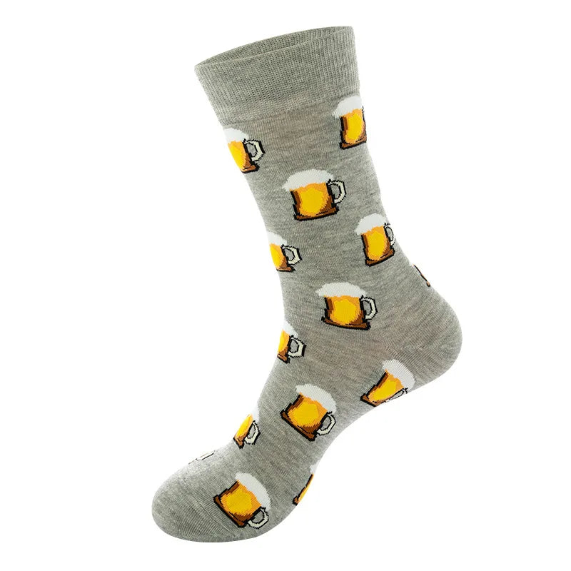 Chaussettes mode fruit pour homme — idéal en duo/couple, style hip-hop, mi-mollet, unisexe pour femme ou homme, imprimés cartoon, coton respirant, style décontracté