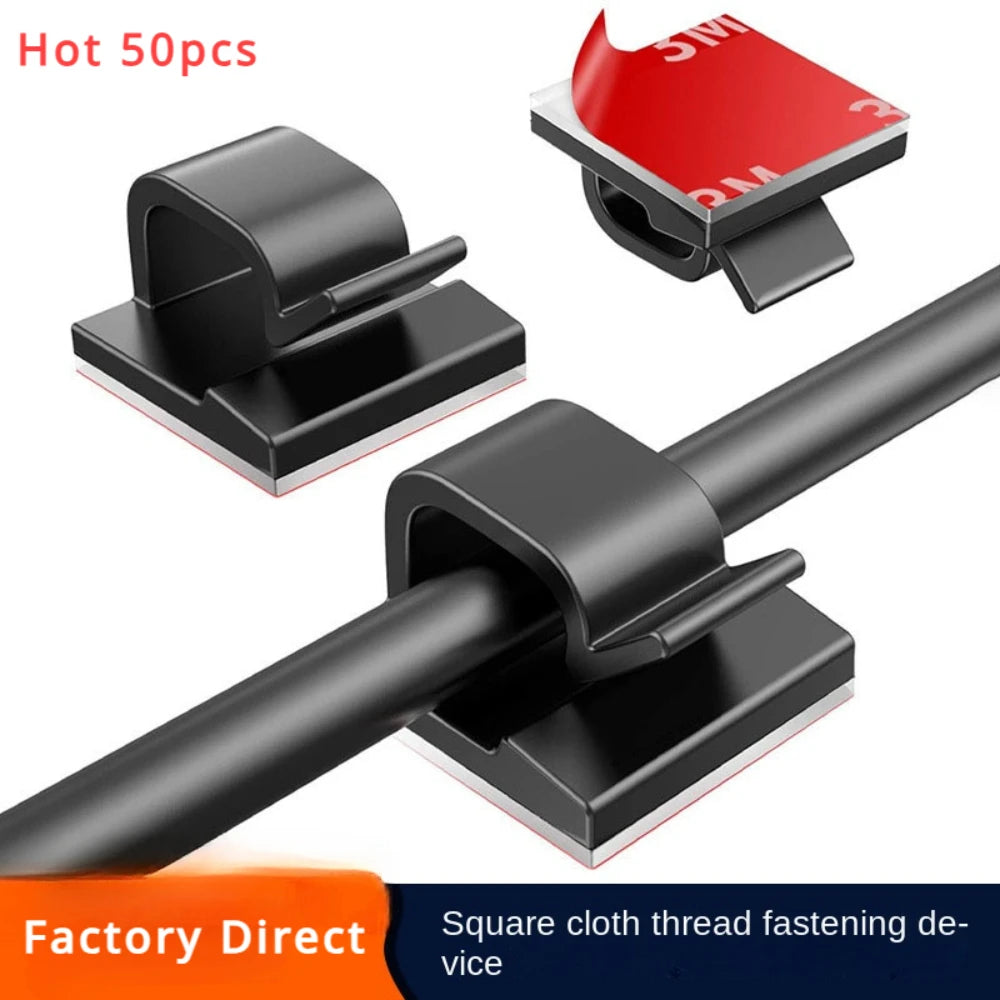 Lot de 10/50 clips de gestion de câbles – Guide et organiseur de fils – Fixations de protection pour câbles – Attaches de rangement pour cordons – Clips enrouleurs pour la maison