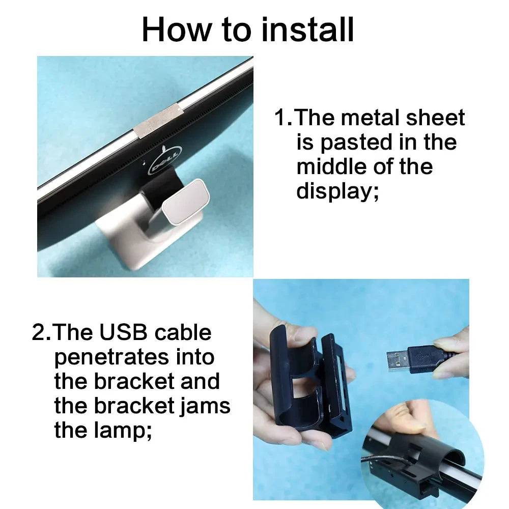 Barre lumineuse LED pour écran d’ordinateur, lampe suspendue RGB pour écran, lampe d’ambiance de bureau pour travail, étude, lecture et gaming, éclairage à intensité réglable, 44 cm