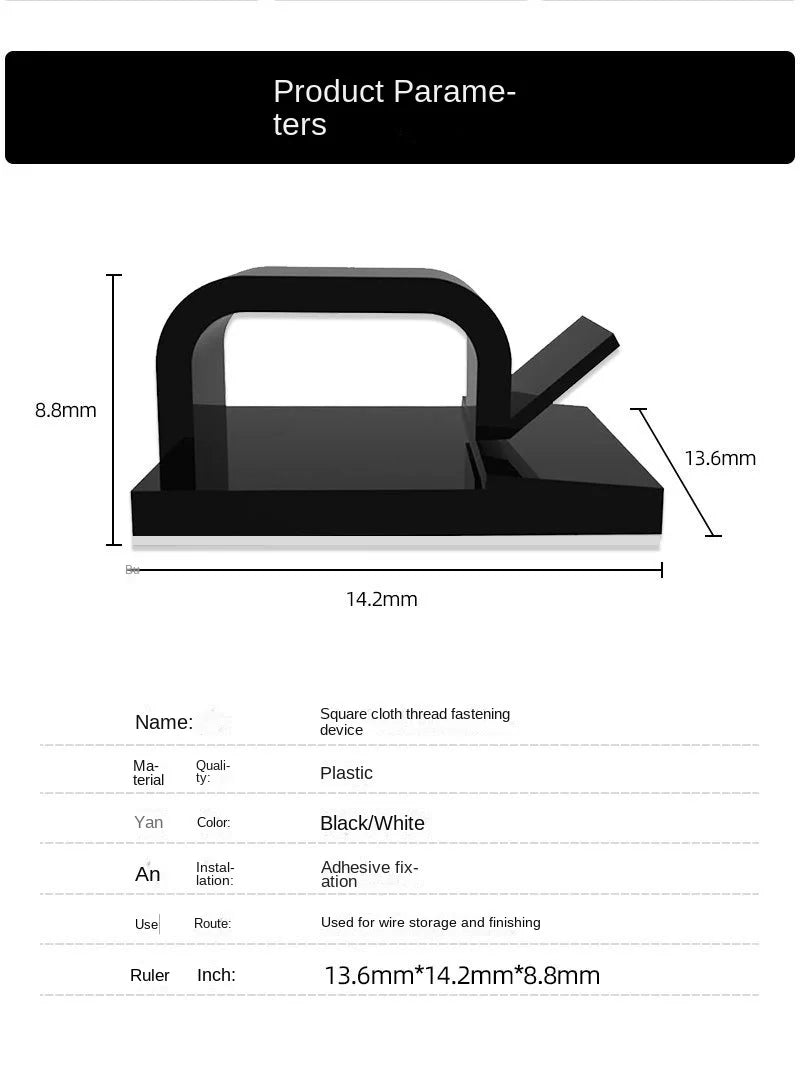 Lot de 10/50 clips de gestion de câbles – Guide et organiseur de fils – Fixations de protection pour câbles – Attaches de rangement pour cordons – Clips enrouleurs pour la maison