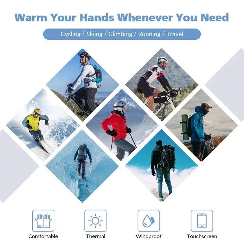 Gants d'Hiver Imperméables Tactiles - Chauds et Coupe-Vent pour Sport, Randonnée, Ski et Course