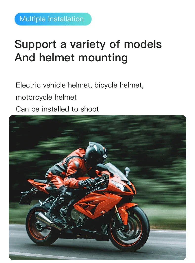 Caméra sportive extérieure 4K FHD 1080P, mini caméra d’action pour casque, moto et vélo, caméra corporelle pour le sport, le tournage et l’enregistrement vidéo.