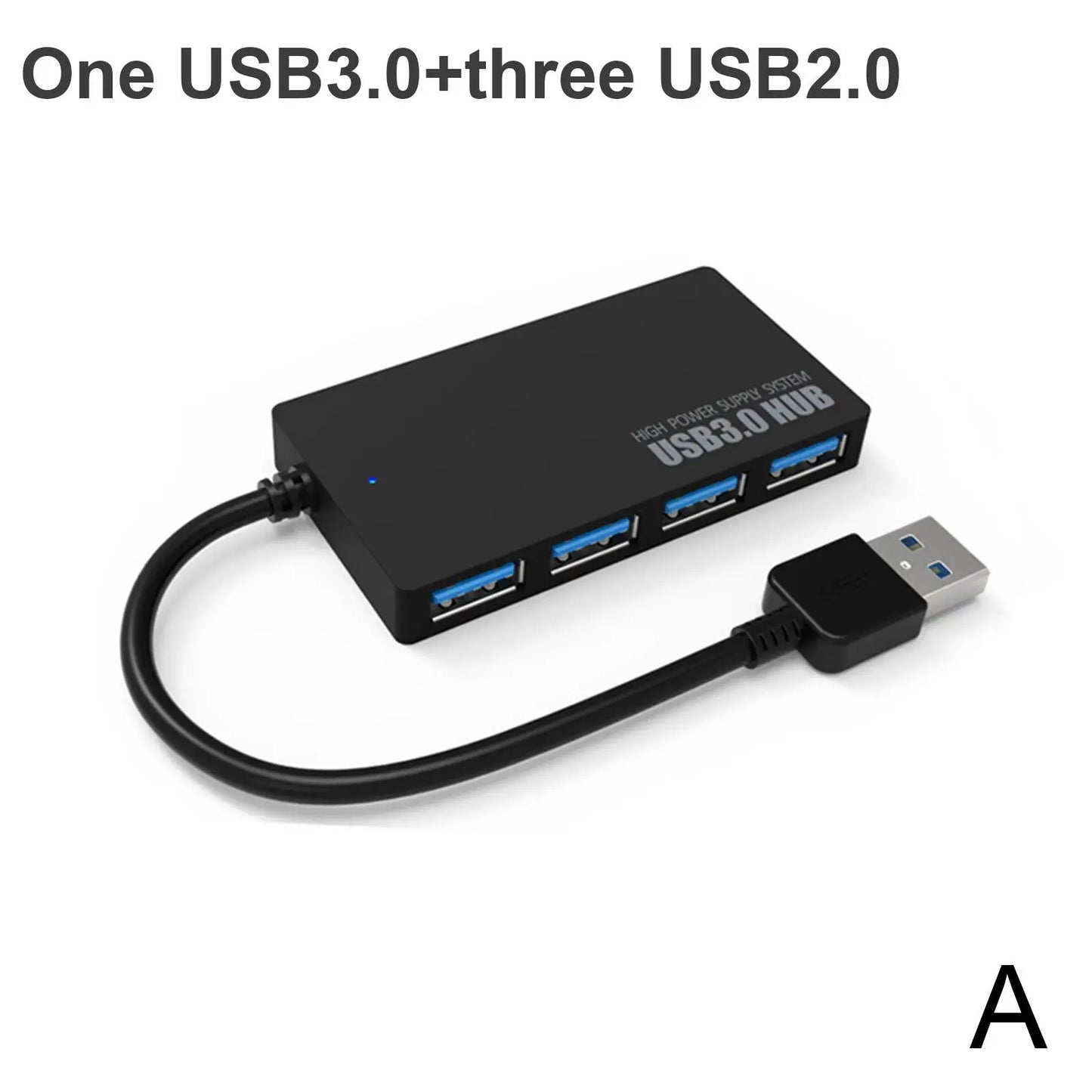 Hub USB à 4 ports – Répartiteur USB 3.0/2.0 pour PC | Extenseur USB avec adaptateur d’alimentation | Accessoire pour ordinateur Y6A4