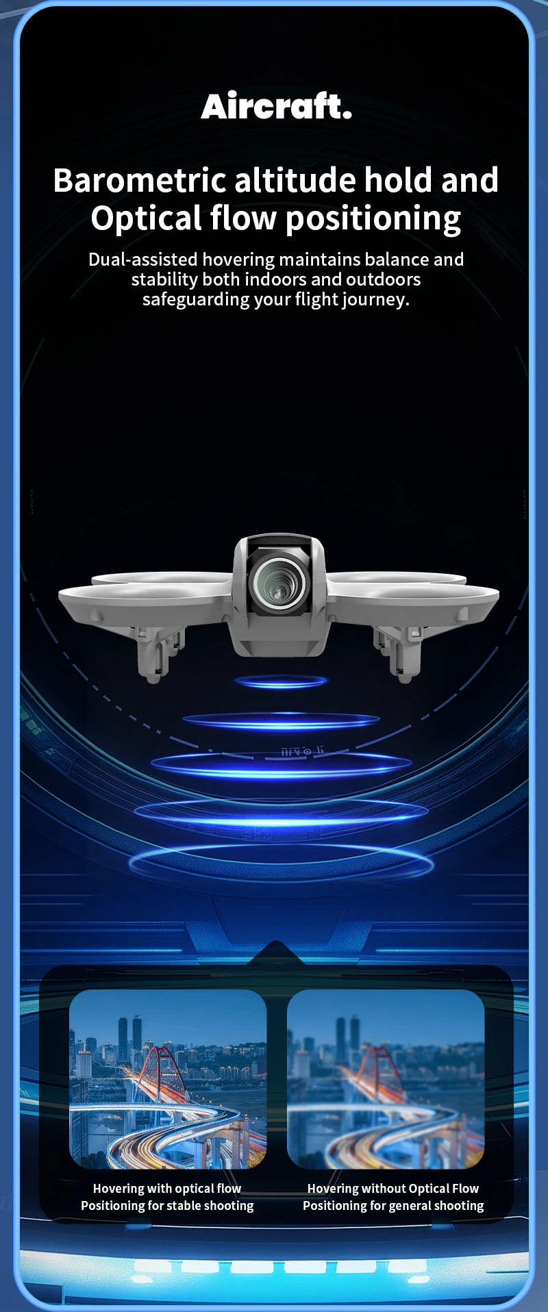 Mini Drone H135 4K Wi-Fi FPV pliable avec lumières colorées