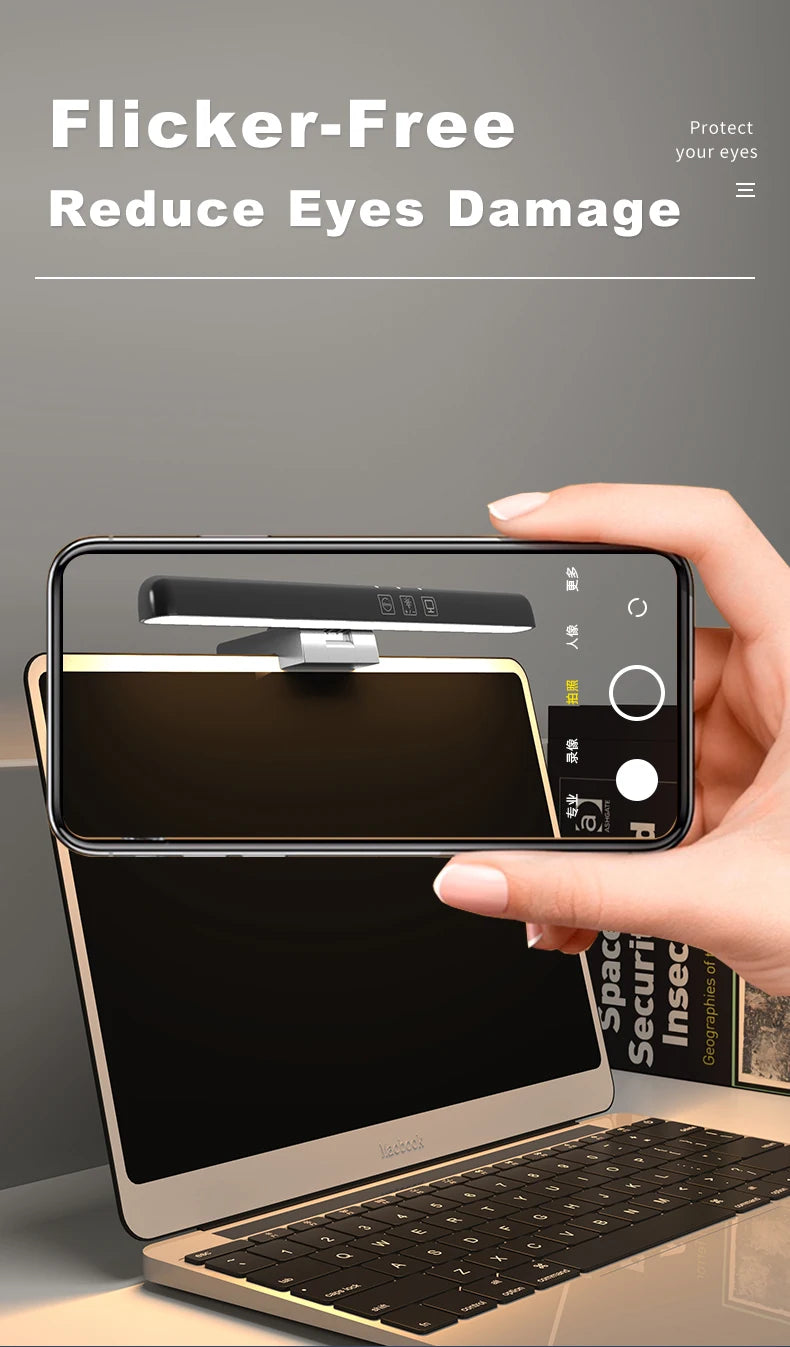 Barre lumineuse LED pour écran d’ordinateur, pour étude/lecture/travail, lampe suspendue pour écran avec intensité réglable, lampe de nuit et lampe de protection des yeux