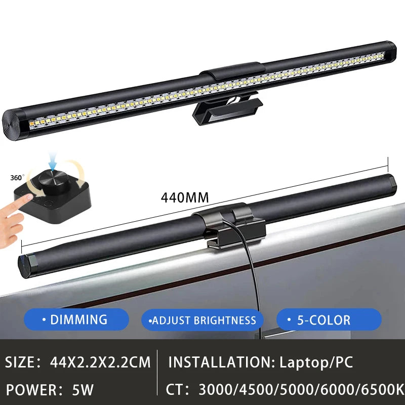 Barre lumineuse LED pour écran d’ordinateur, lampe de bureau USB RGB pour étude et lecture, lampe à luminosité réglable en continu, minuterie, 50 cm / 33 cm