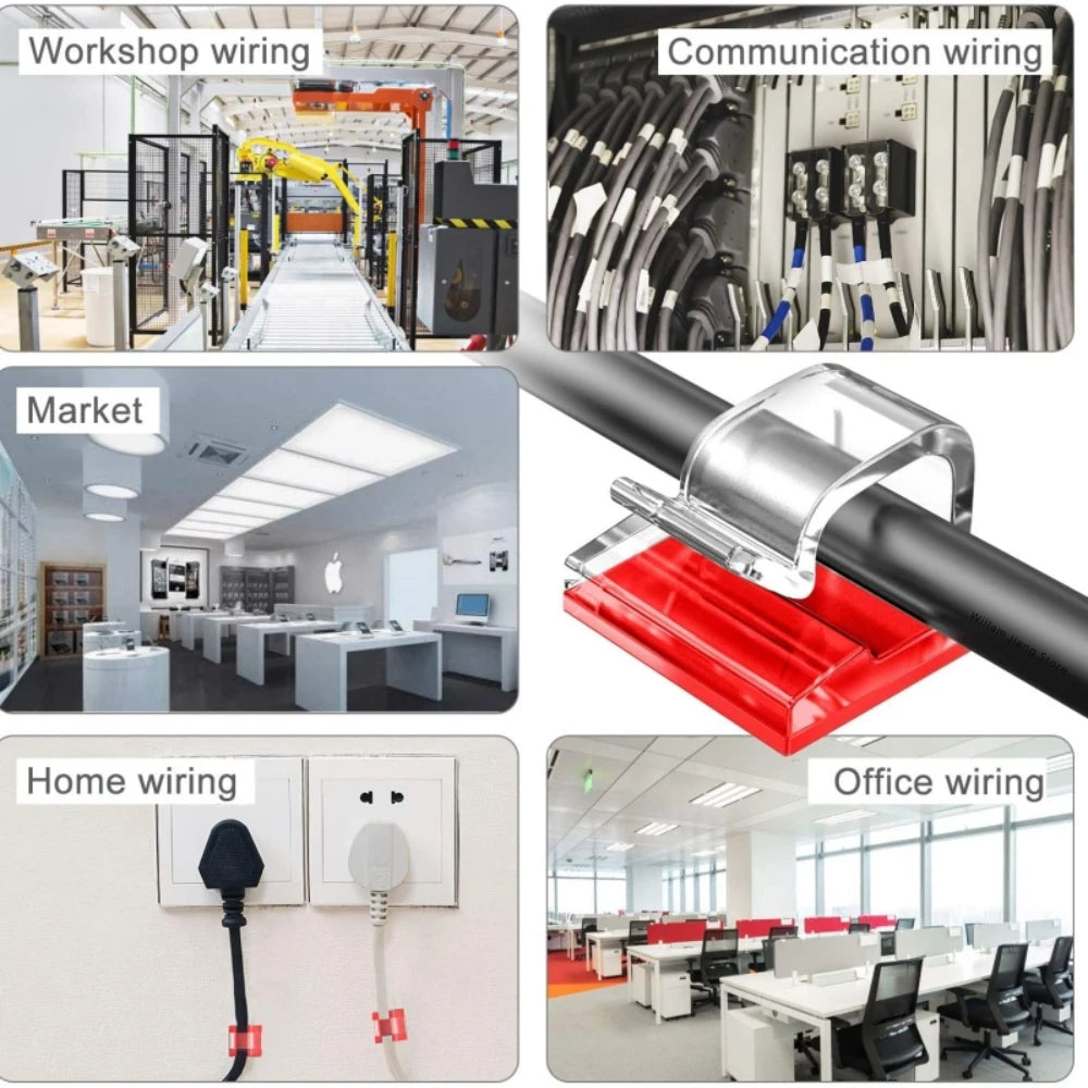 Lot de 10/50 clips de gestion de câbles – Guide et organiseur de fils – Fixations de protection pour câbles – Attaches de rangement pour cordons – Clips enrouleurs pour la maison