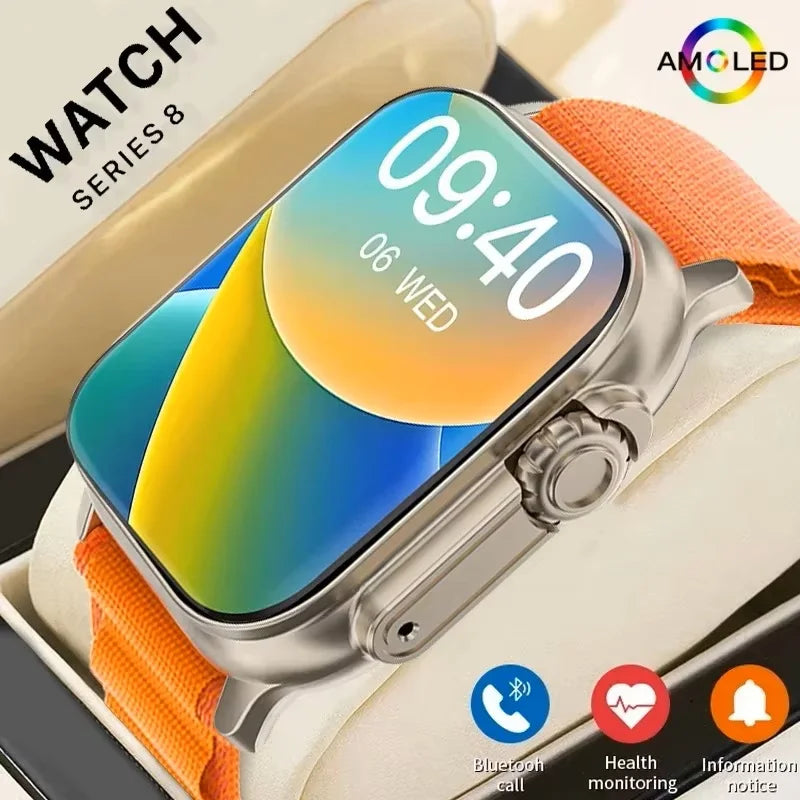 Nouvelle Montre Connectée Homme 49 mm Série 8 Écran AMOLED 2,3″ NFC Boussole Étanche Pour Apple Watch IWO Ultra 8 Montres Intelligentes 2025 Android