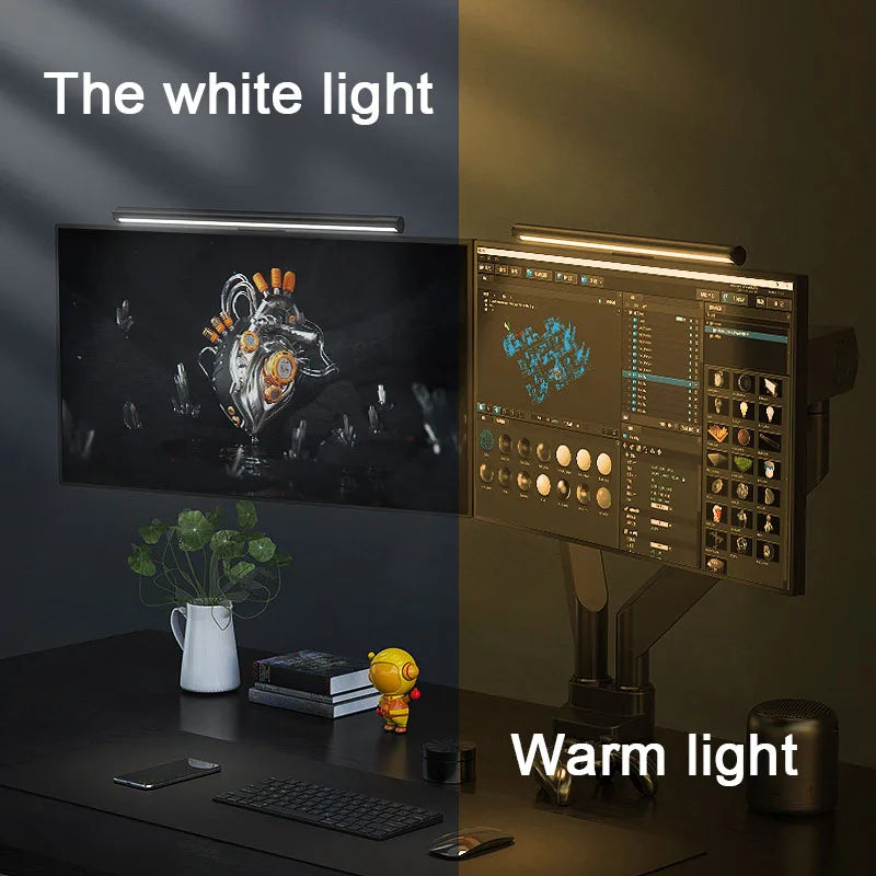 Barre lumineuse LED pour écran d’ordinateur, lampe suspendue RGB pour écran, lampe d’ambiance de bureau pour travail, étude, lecture et gaming, éclairage à intensité réglable, 44 cm