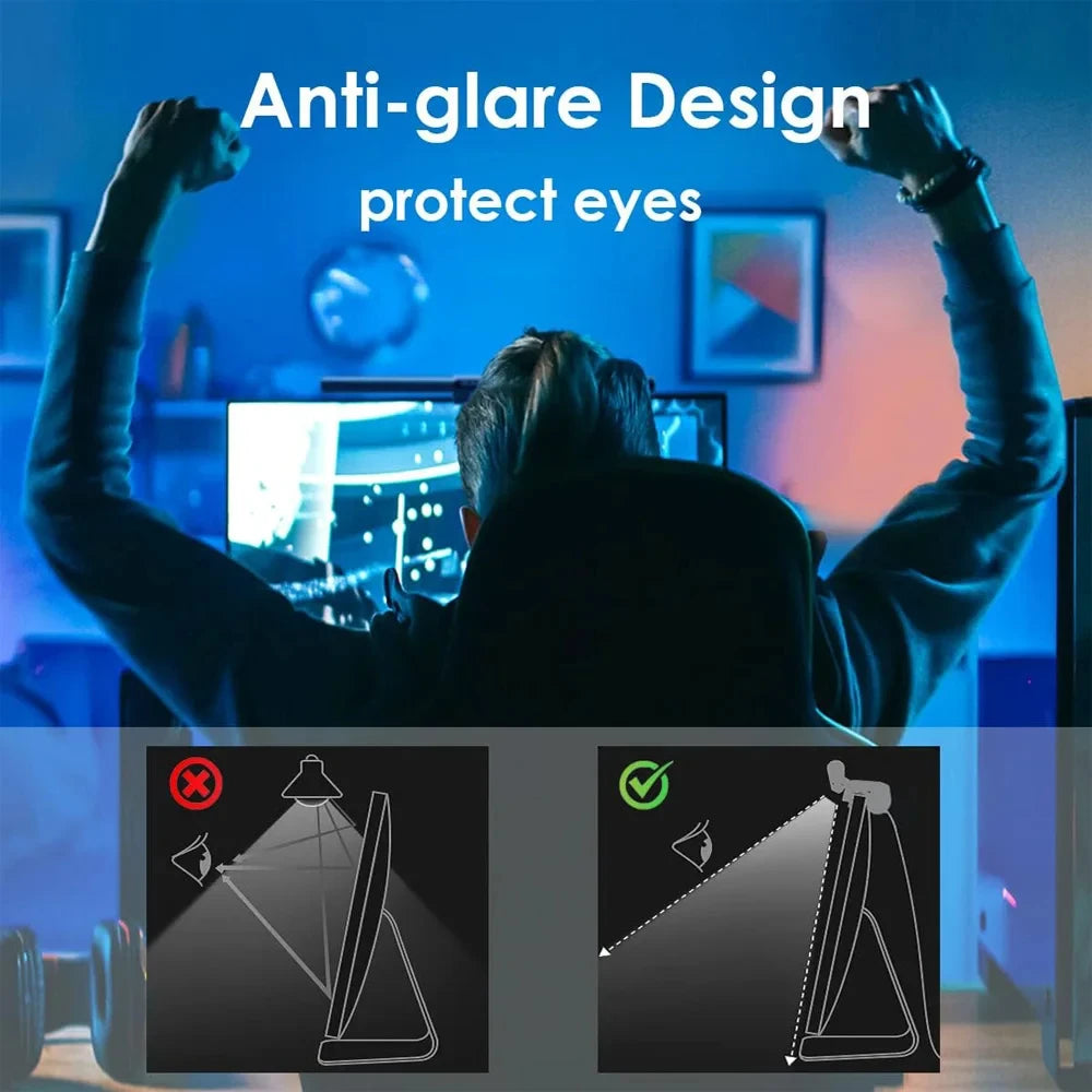 Barre lumineuse LED pour écran d’ordinateur, lampe suspendue RGB pour écran, lampe d’ambiance de bureau pour travail, étude, lecture et gaming, éclairage à intensité réglable, 44 cm