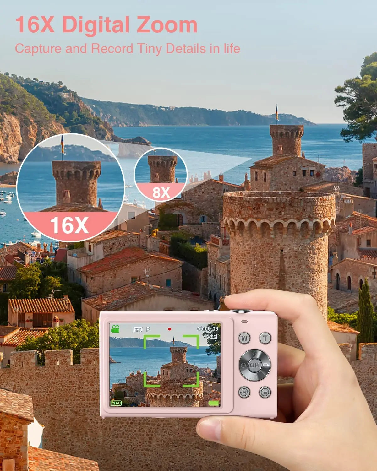 Caméra numérique 4K avec autofocus, caméra de vlogging HD 48 MP, dotée d’un grand écran de 2,8 pouces, caméscope pour la photographie, adaptée aux enfants et aux adultes.