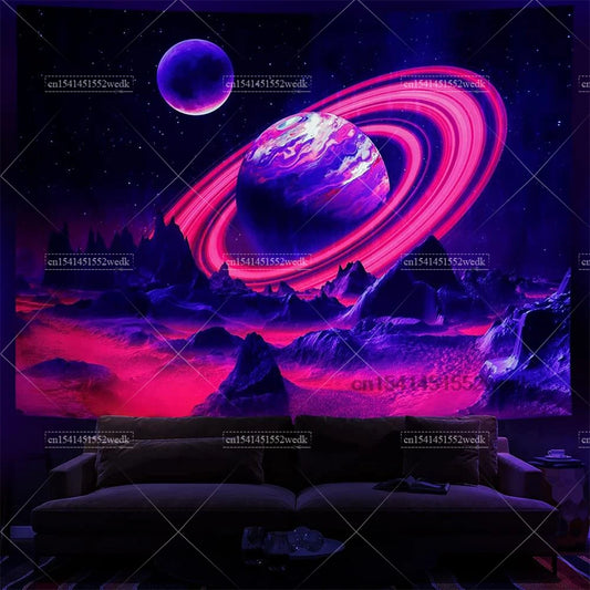 Tapisserie planète psychédélique blacklight