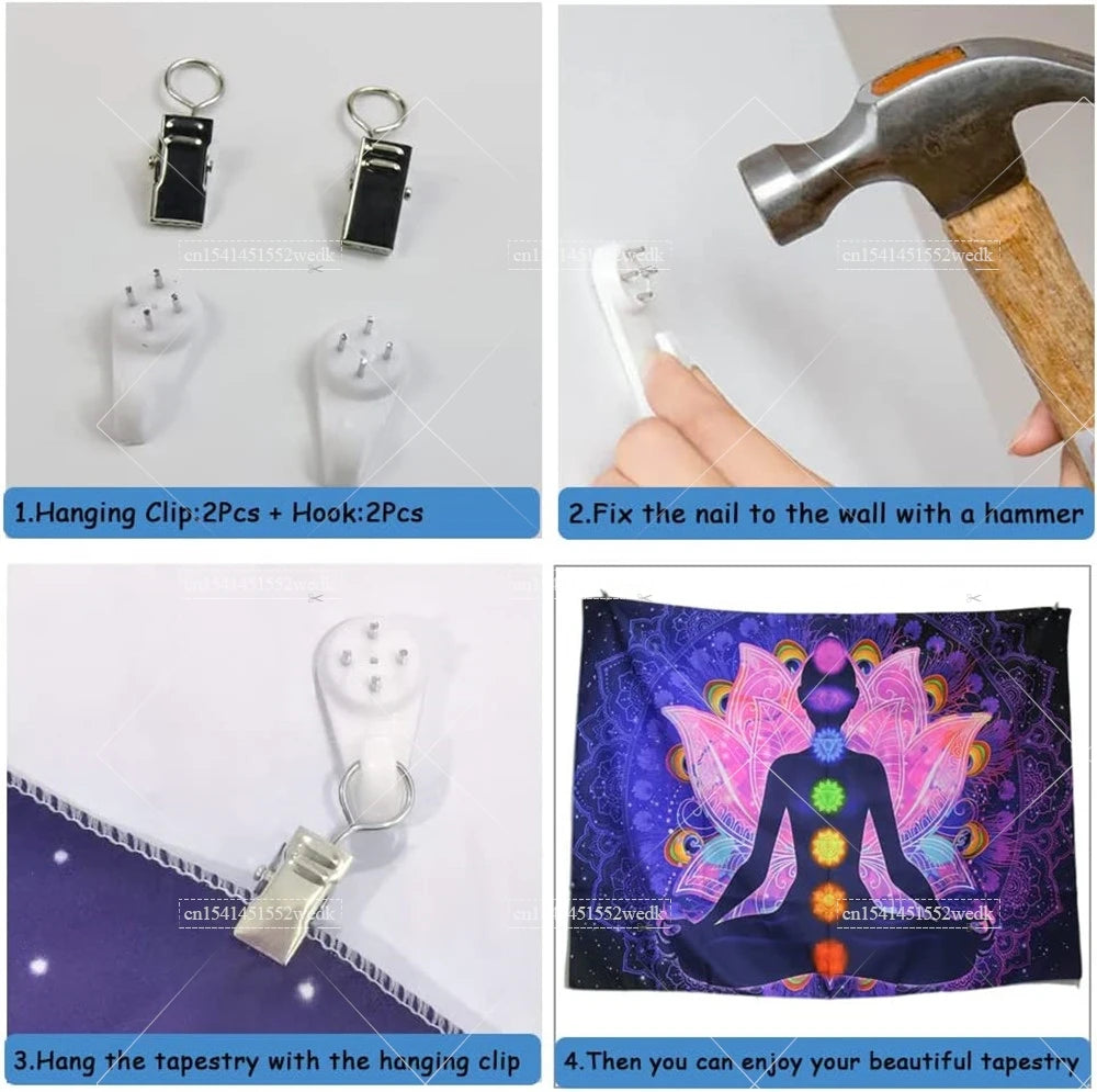 Tapisserie champignons lumière noire