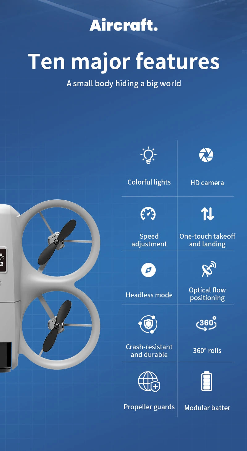 Mini Drone H135 4K Wi-Fi FPV pliable avec lumières colorées