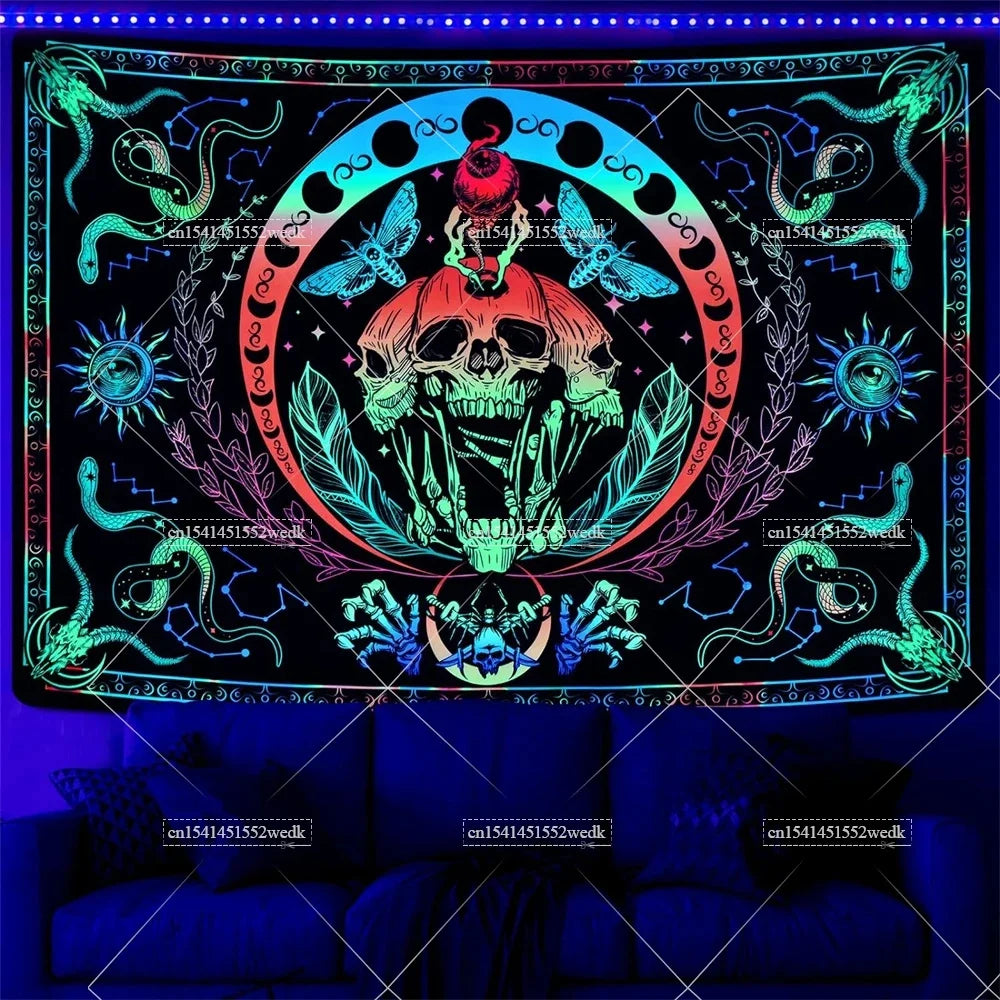 Tapisserie champignons lumière noire